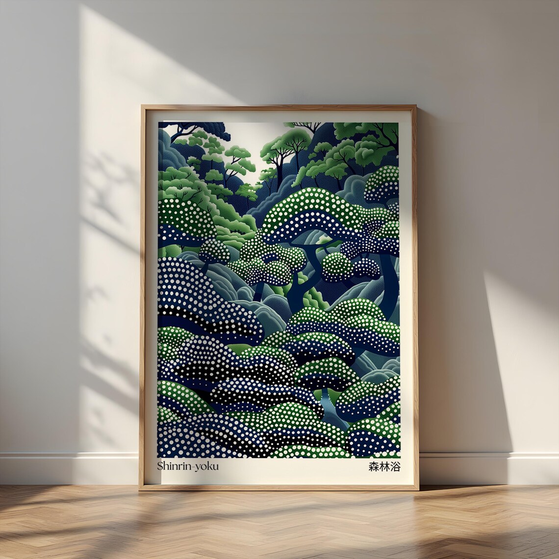 Green Forest Japandi Art Print, Wabi Sabi Decor