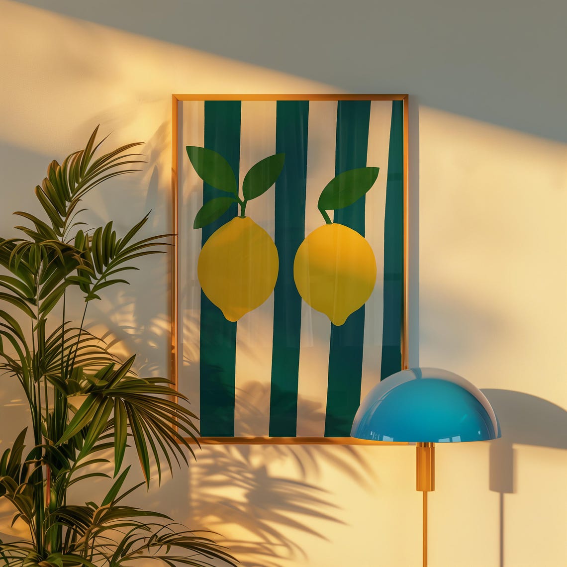 Lemon Retro Art Print Minimalist Kitchen Decor