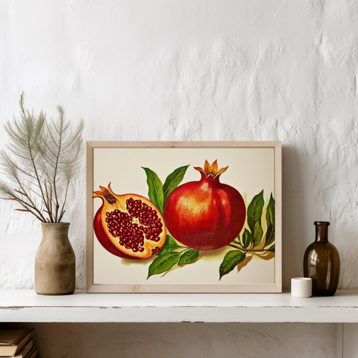Vintage Pomegranate Print, Rustic Kitchen Decor - Image 3