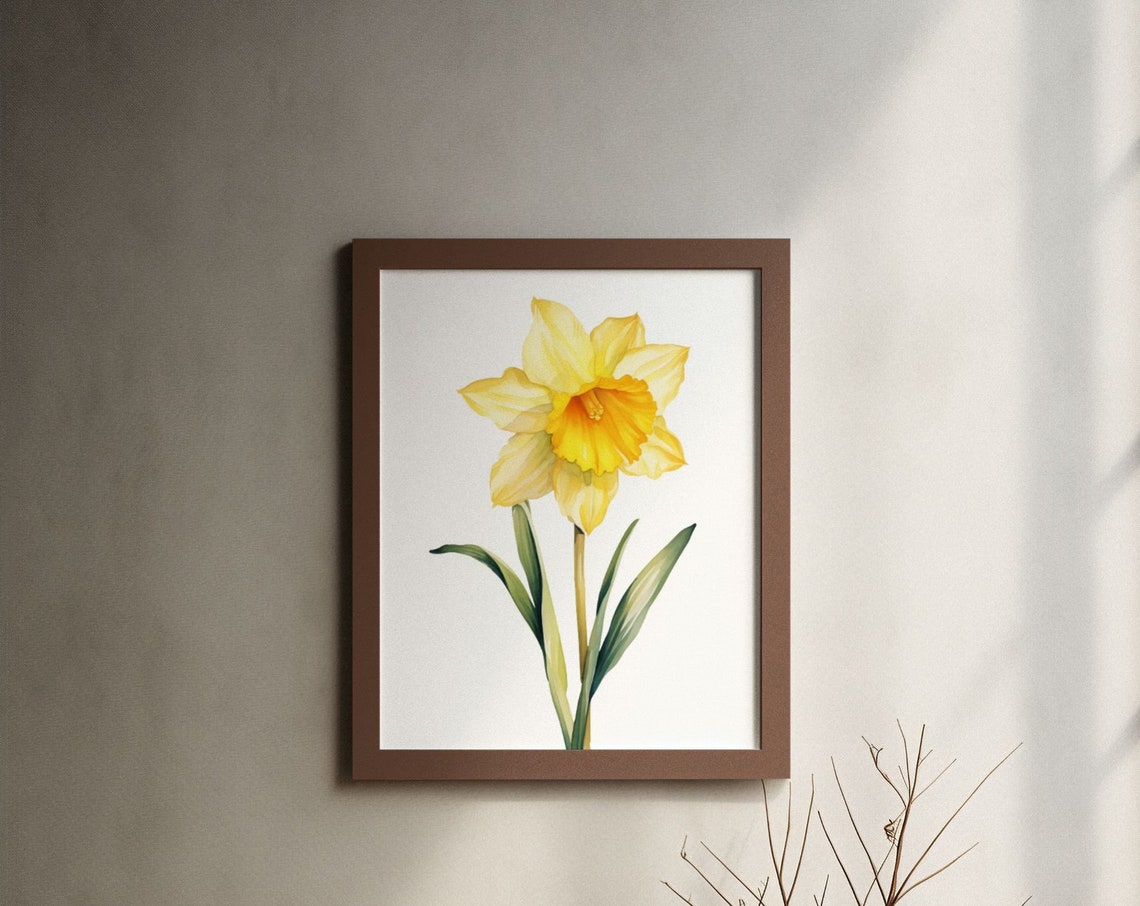 Yellow Daffodil Spring Bloom Watercolour Botanical Flower Poster