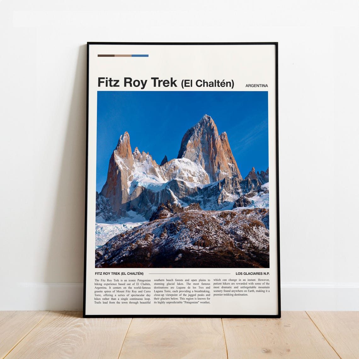 Fitz Roy Trek El Chalten Argentina Patagonia Mountain Travel Poster