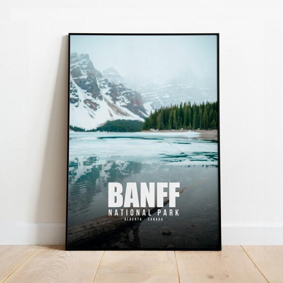 Banff National Park Snowy Mountain Lake Winter Reflection Poster