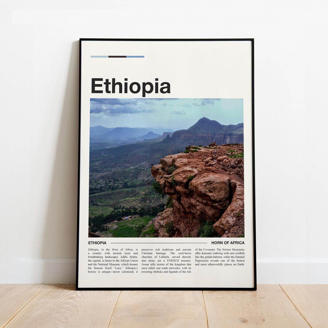 Ethiopia Horn of Africa Simien Mountains Minimalist Travel Poster