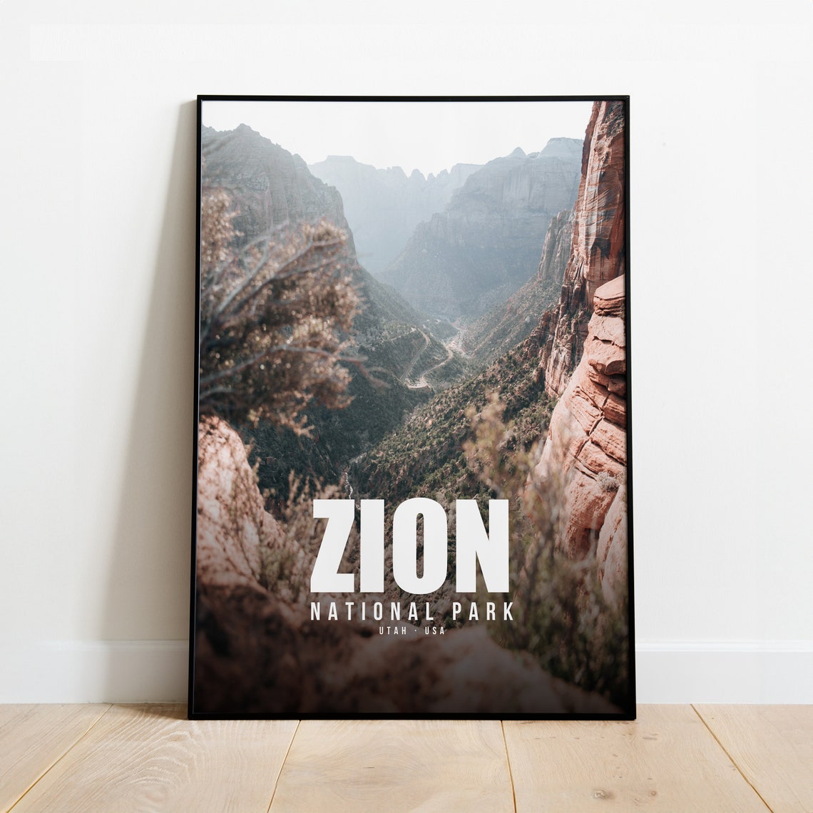 Zion National Park Utah Red Rock Canyon Minimalist Travel Poster