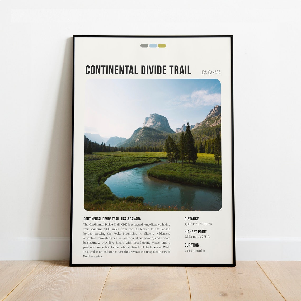 Continental Divide Trail USA Canada Hiking Guide Travel Poster