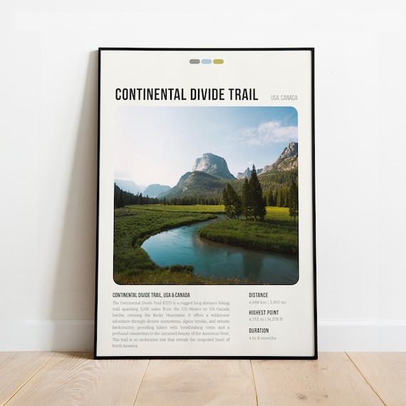 Continental Divide Trail USA Canada Hiking Guide Travel Poster