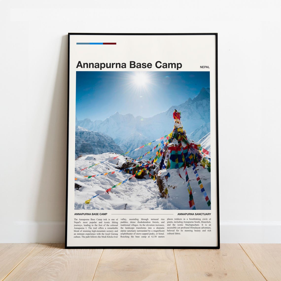 Annapurna Base Camp Nepal Himalayas Prayer Flags Travel Poster