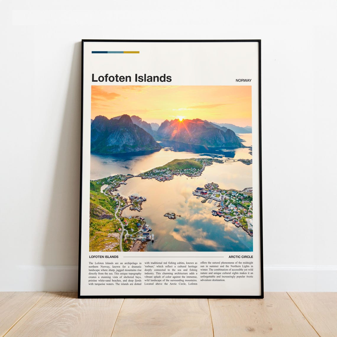 Lofoten Islands Norway Arctic Sunset Travel Fact Sheet Poster