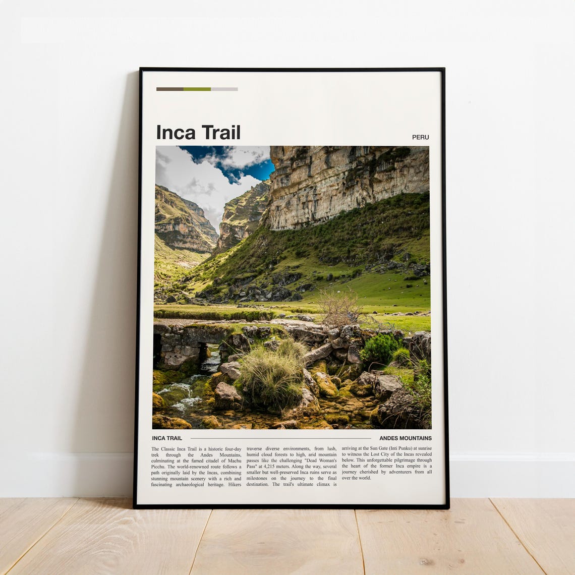 Inca Trail Poster Modern Minimalist Wall Art Available In Various Sizes