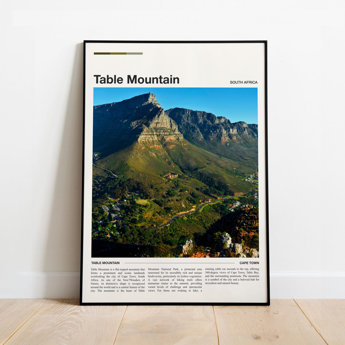 Table Mountain Cape Town South Africa Minimalist Travel Poster