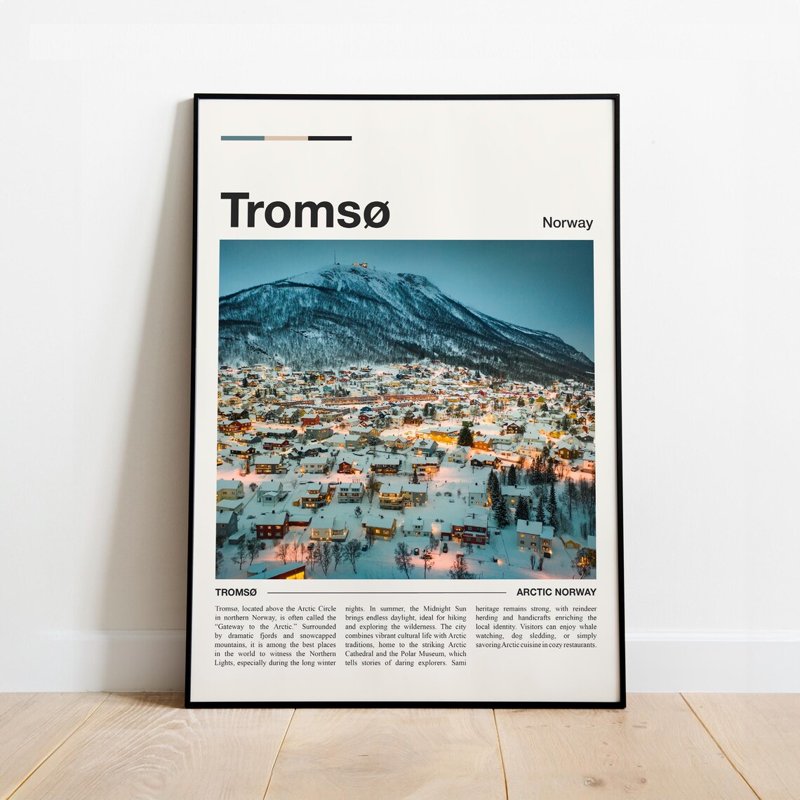 Tromso Norway Travel Poster Minimalist Editorial Arctic Photo Art