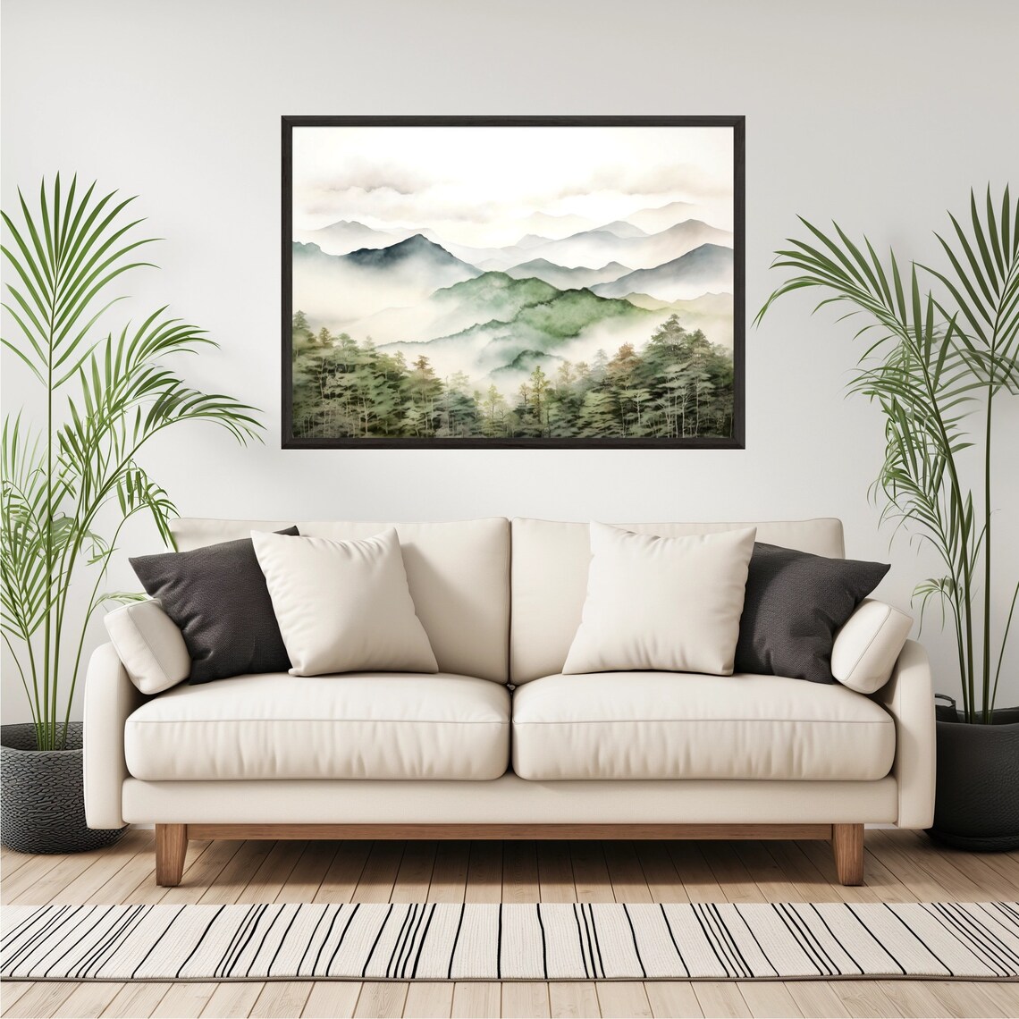 Great Smoky Mountains Misty Ridges Pine Forest Watercolor Poster - Image 4