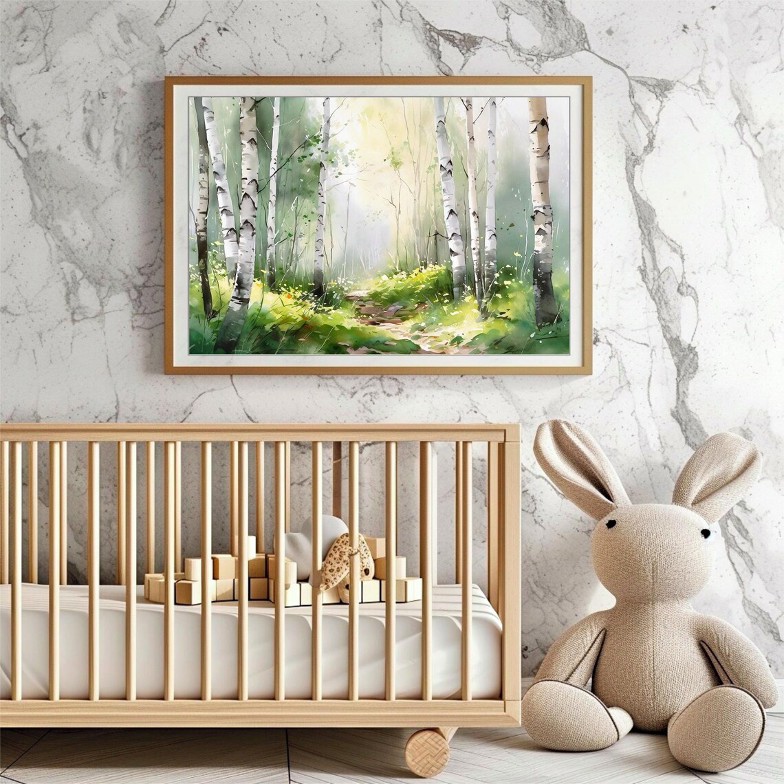 Birch Tree Forest Watercolor Print, Landscape Art - Image 5