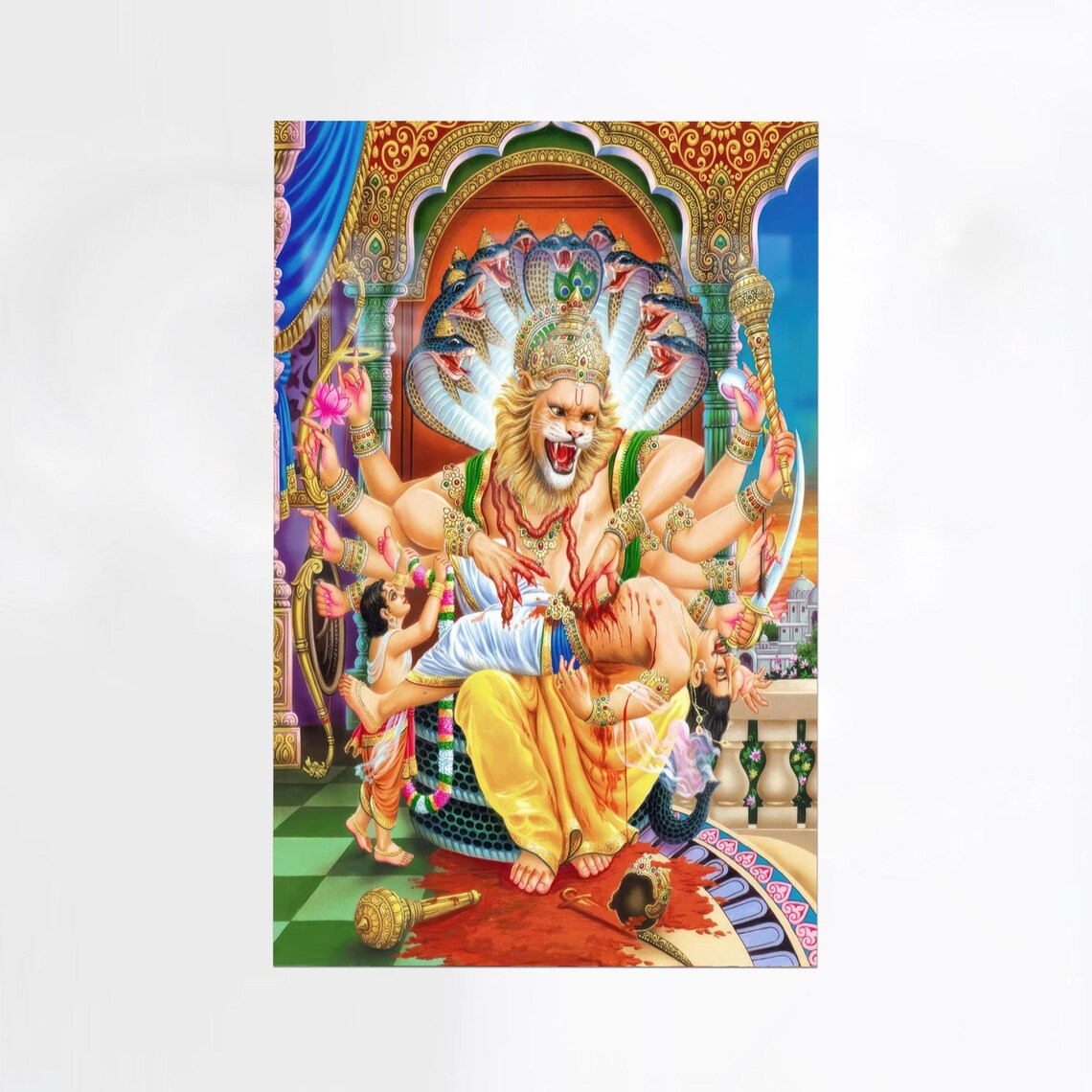 Narasimha Hindu God Lion Avatar Divine Protector Art Wall Poster