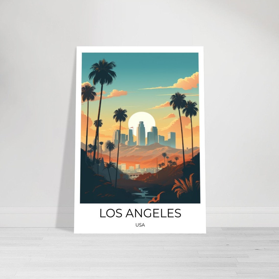Los Angeles Usa Travel Poster Usa Travel Print Los Angeles Poster Wall Art Usa Los Angeles Vintage Poster