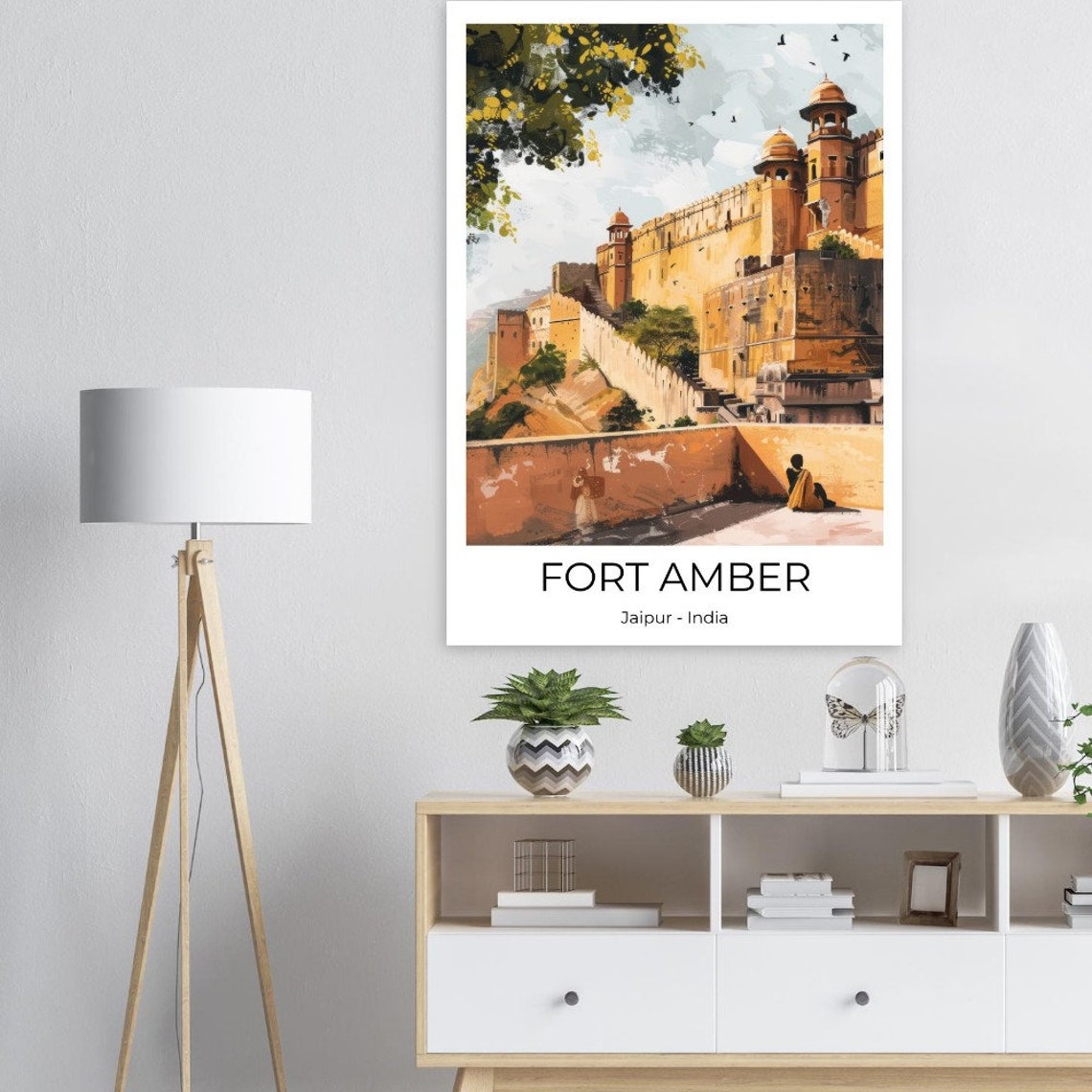 Fort Amber Jaipur India Historic Palace Fortress Watercolor Poster - Image 2
