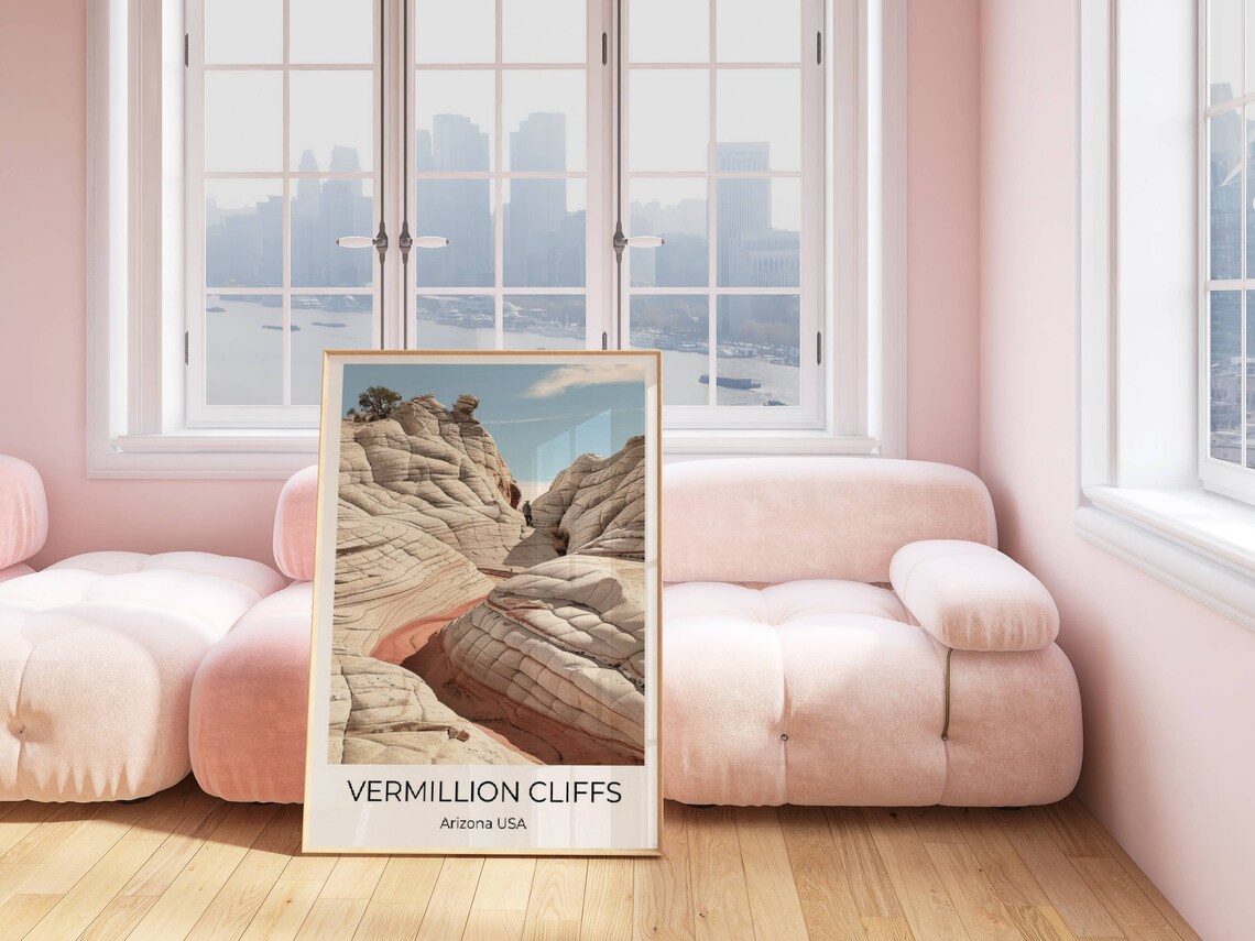 Vermillion Cliffs Arizona White Sandstone Formations Hiker Travel Poster - Image 4