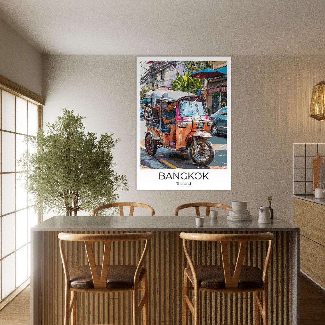 Bangkok Tuk Tuk Travel Poster Of Street Life At Bangkok Wall Art Bangkok Travel Thailand Bangkok Wall Decoration - Image 3