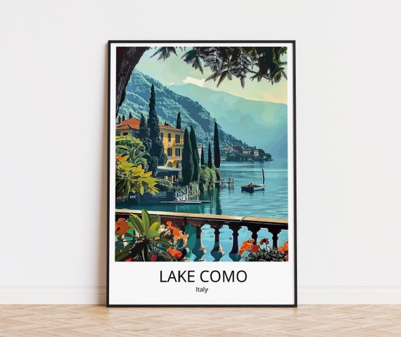 Lake Como Travel Poster Lake Como Travel Art Print Lake Como Travel Poster Lago Di Como Wall Decoration Italy Travel Souvenir Lake Como