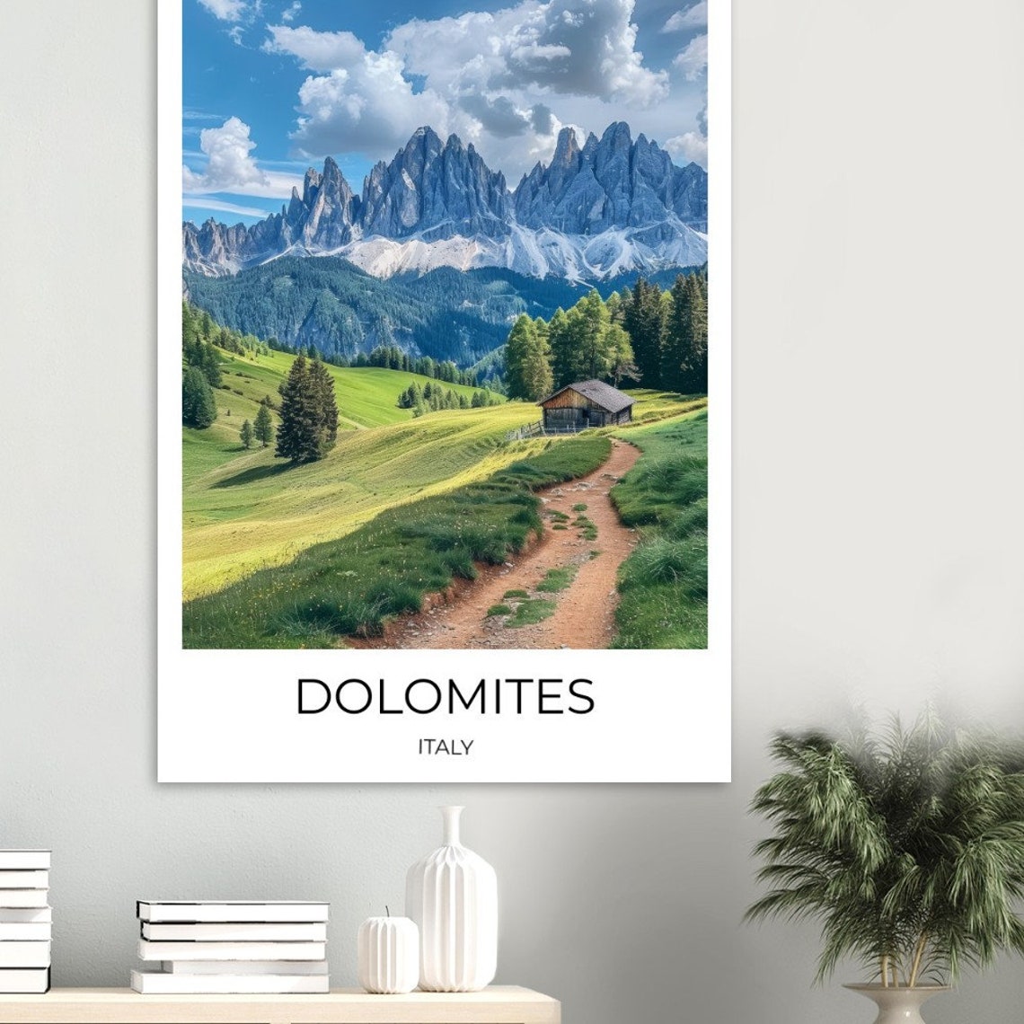Dolomites Italy Jagged Peaks Alpine Meadow Trail Travel Poster - Image 4