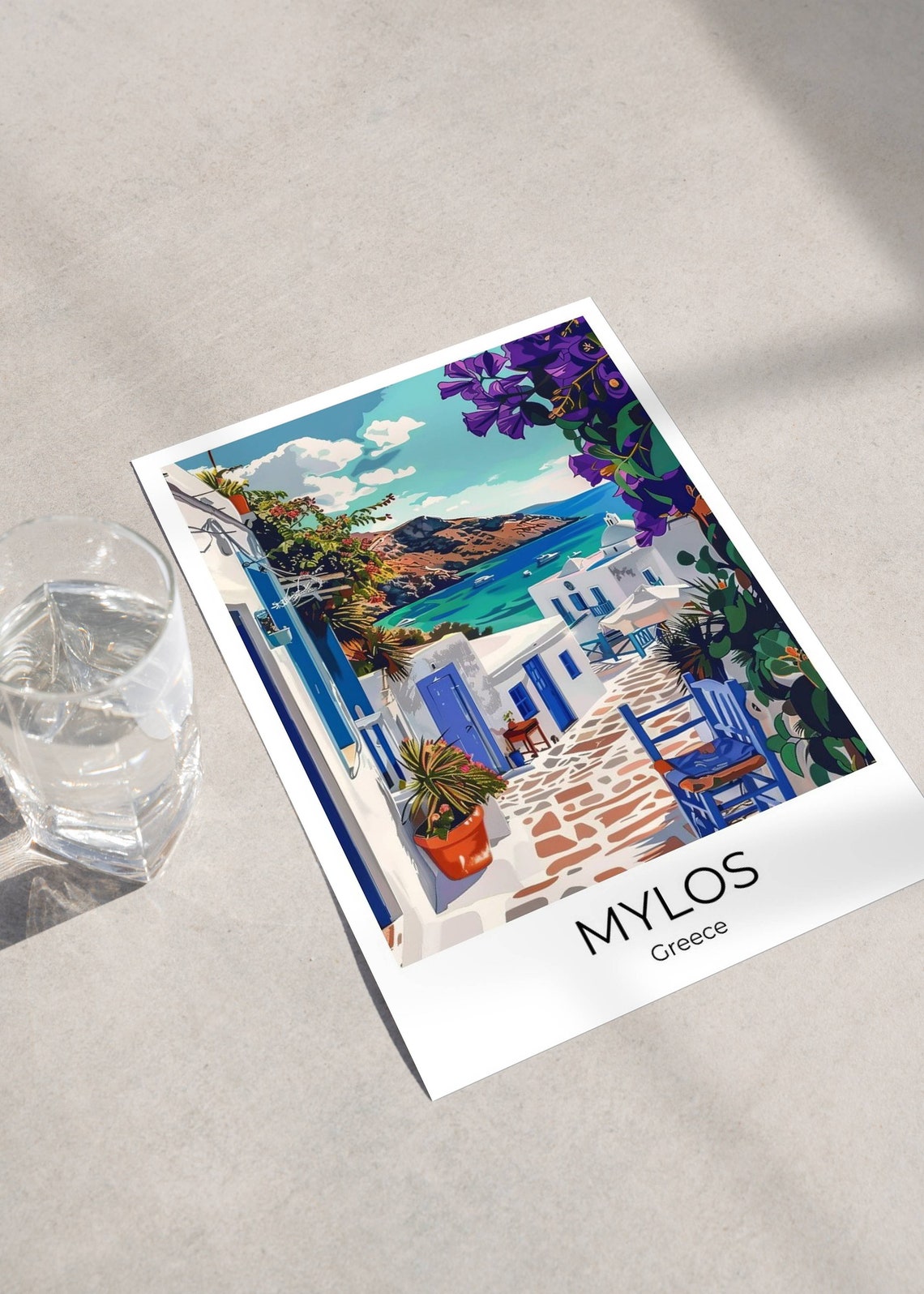 Mylos Travel Poster Mylos Souvenir Mylos Gift Mylos Travel Print Greece Poster Mylos Wall Decor Mylos Art Greece Island - Image 2