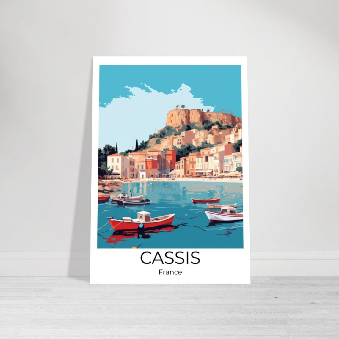 Cassis France Harbor Boats Cliffside Old Town Colorful Travel Poster