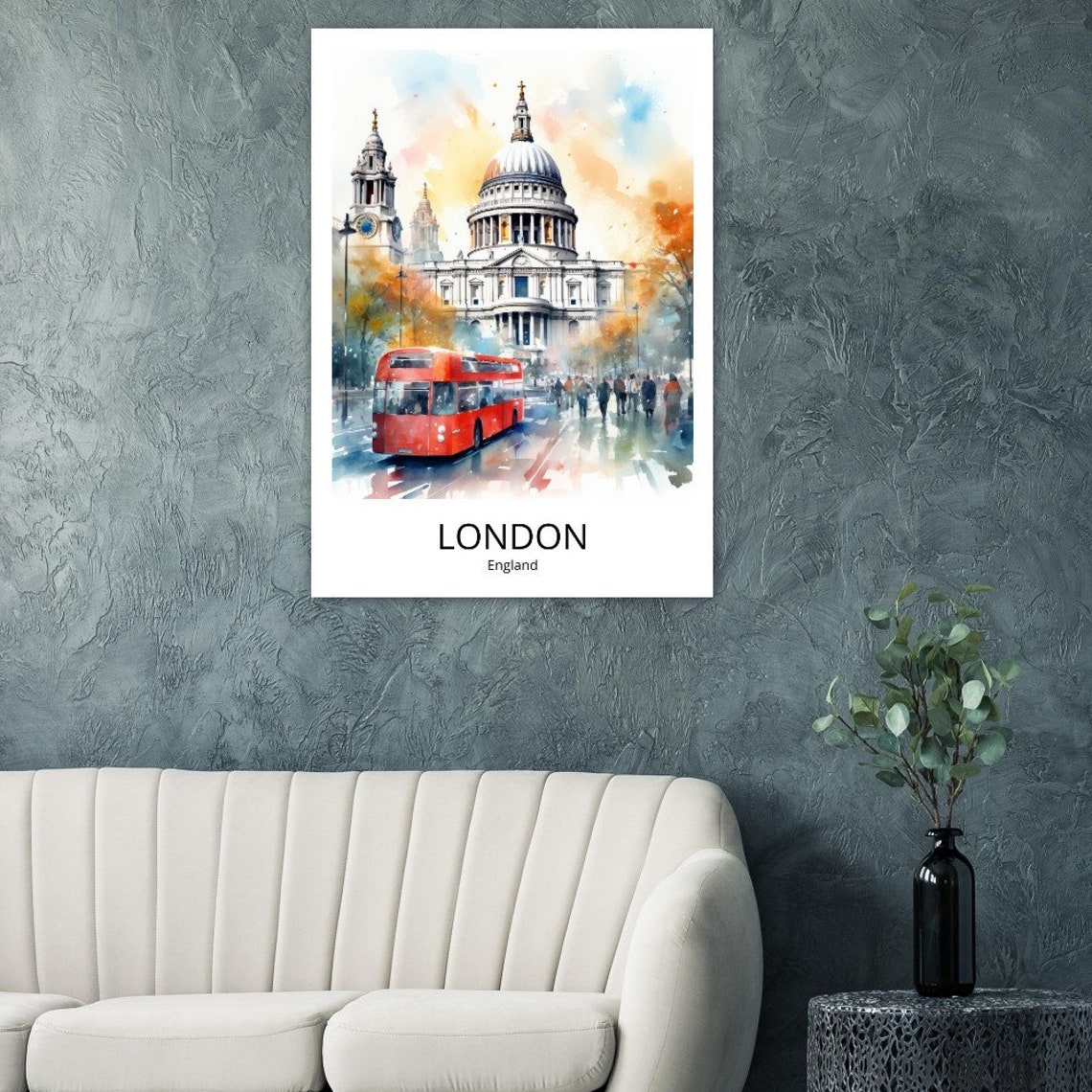 London Travel Poster Watercolor Travel Print Great Britain Travel Poster London Gift London Travel Souvenir - Image 3