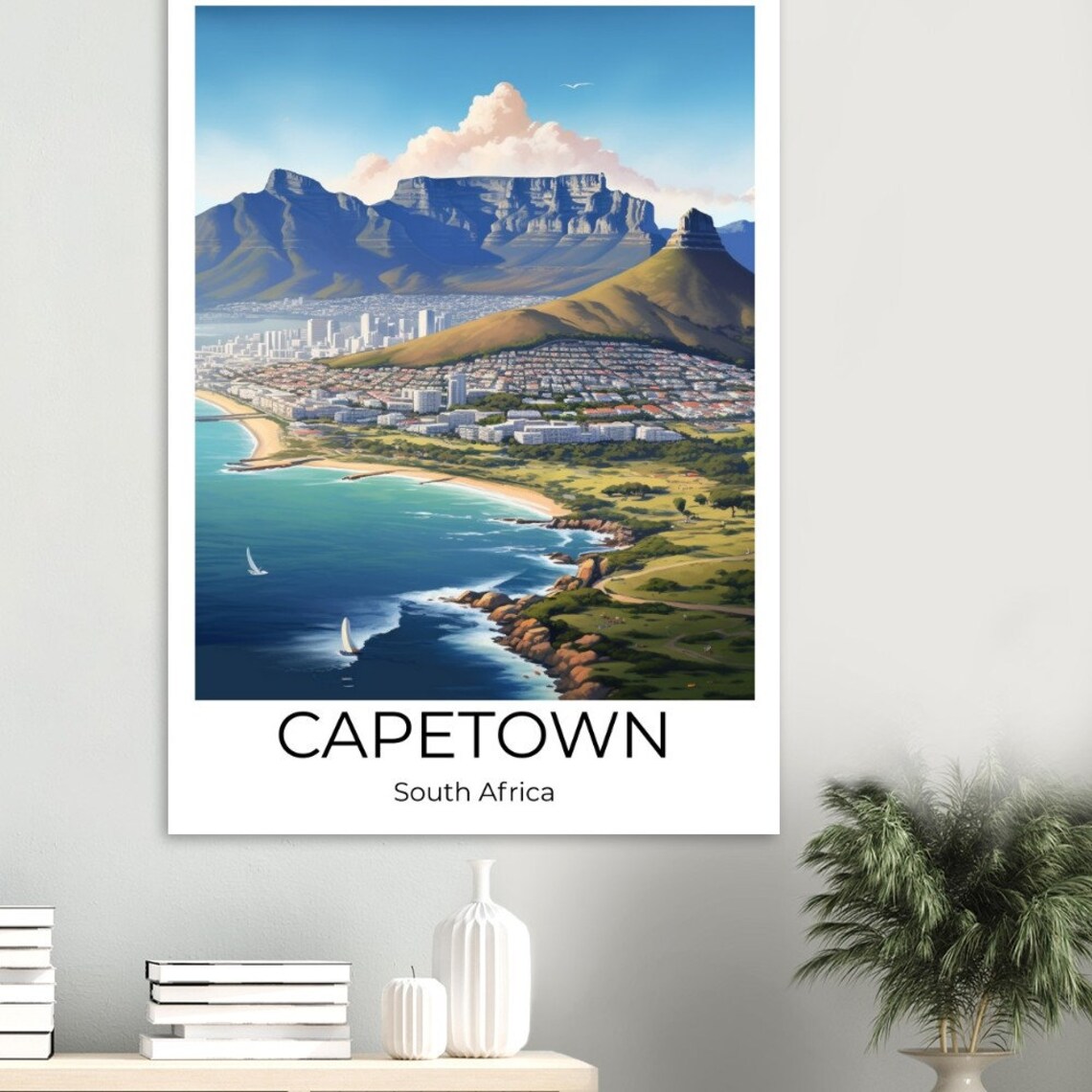 Cape Town South Africa Table Mountain Coastal View Travel Poster - Image 3