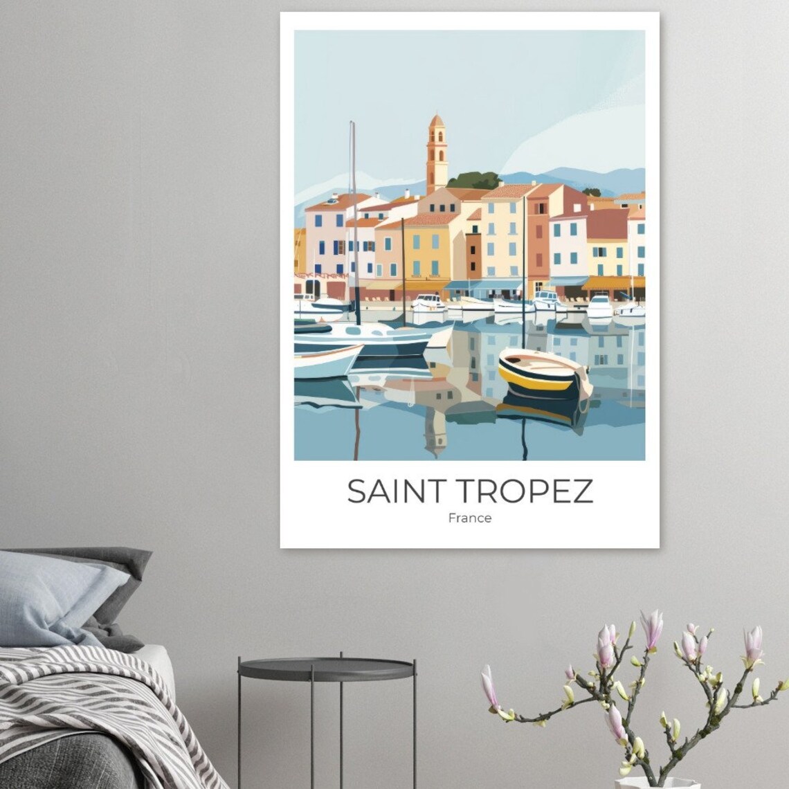 Saint Tropez Old Port Minimalist Sailboat France Travel Poster - Image 3