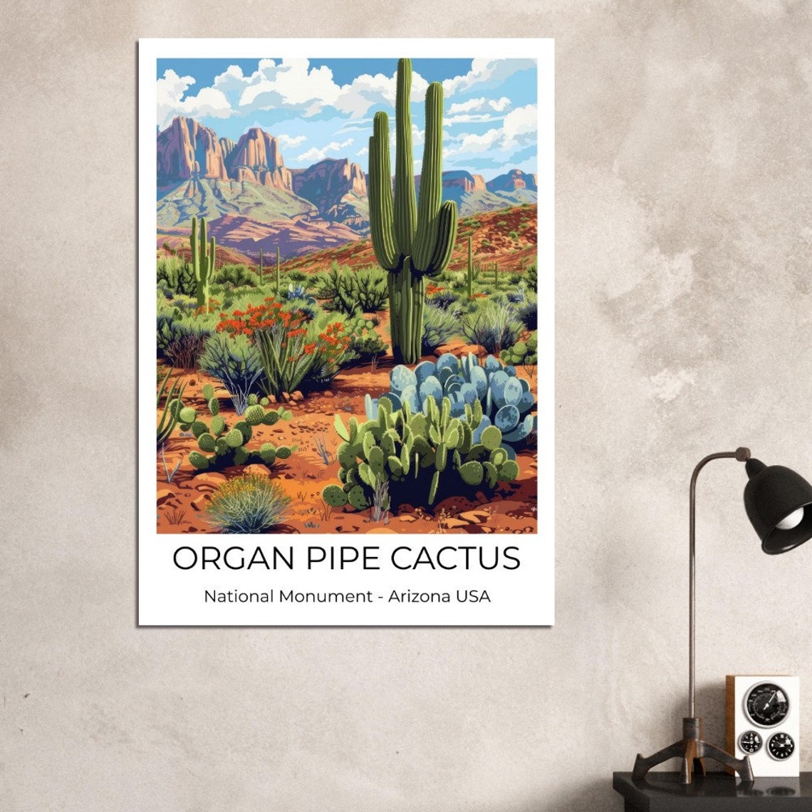 Organ Pipe National Monument National Park Usa Travel Poster Organ Pipe Wall Art Arizona Travel Print Arizona Organ Pipe Wall Decoration - Image 2