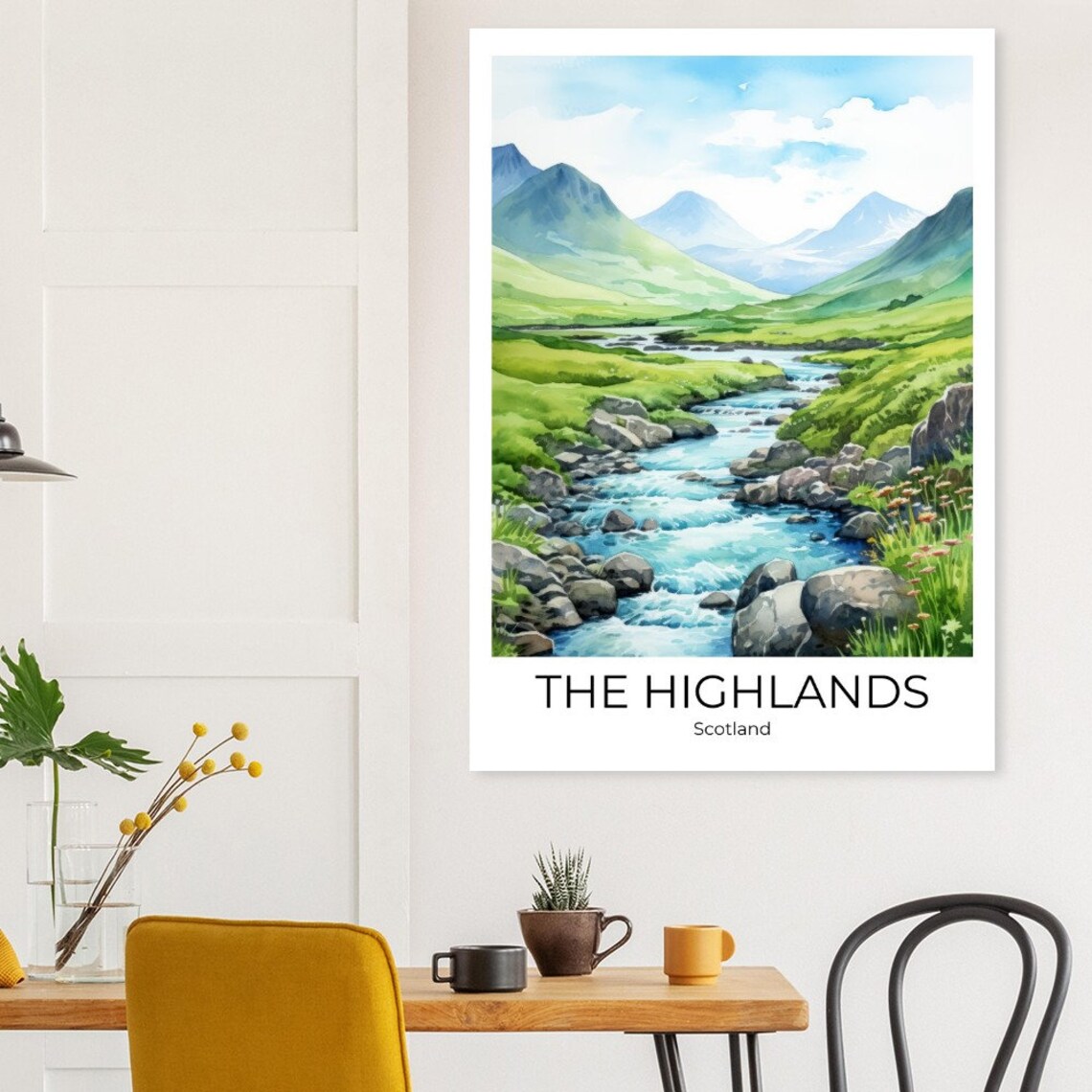 Scottish Highlands Summer Green Valley Stream Mountains Travel Poster - Image 2