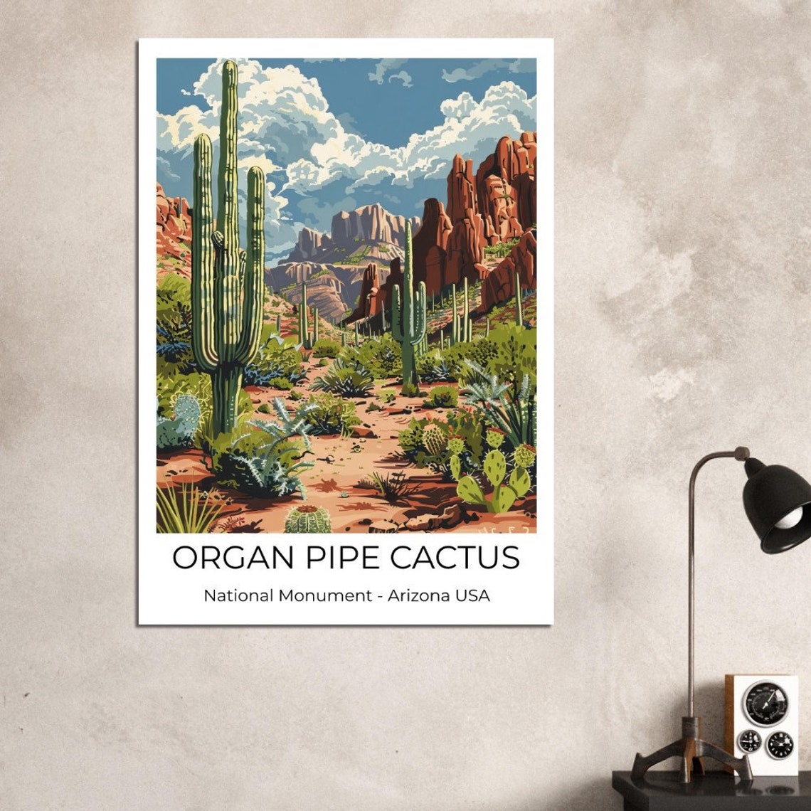 Organ Pipe Cactus National Monument Poster Arizona Saguaro Desert Art - Image 3