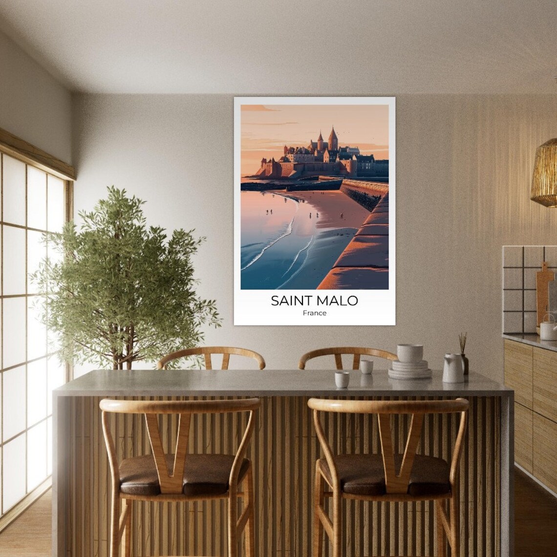 Saint Malo France Walled Old Town Sunset Coastal View Travel Poster - Image 3