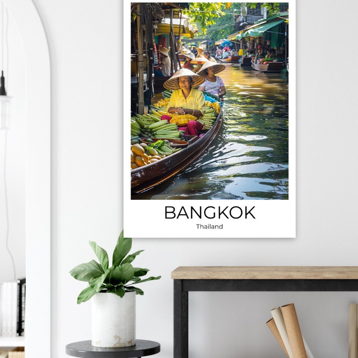 Bangkok Thailand Floating Market Boat Vendors Canal Life Photo Poster - Image 4