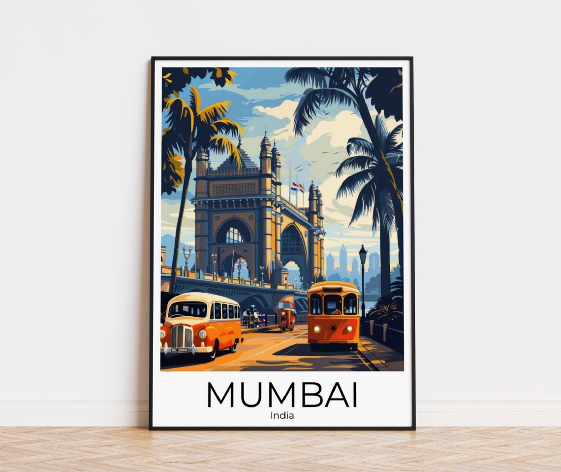 Mumbai India Travel Poster Mumbai Travel Print India Poster Wall Art India Mumbai Print Mumbai Gift Mumbai Travel Memorabilia