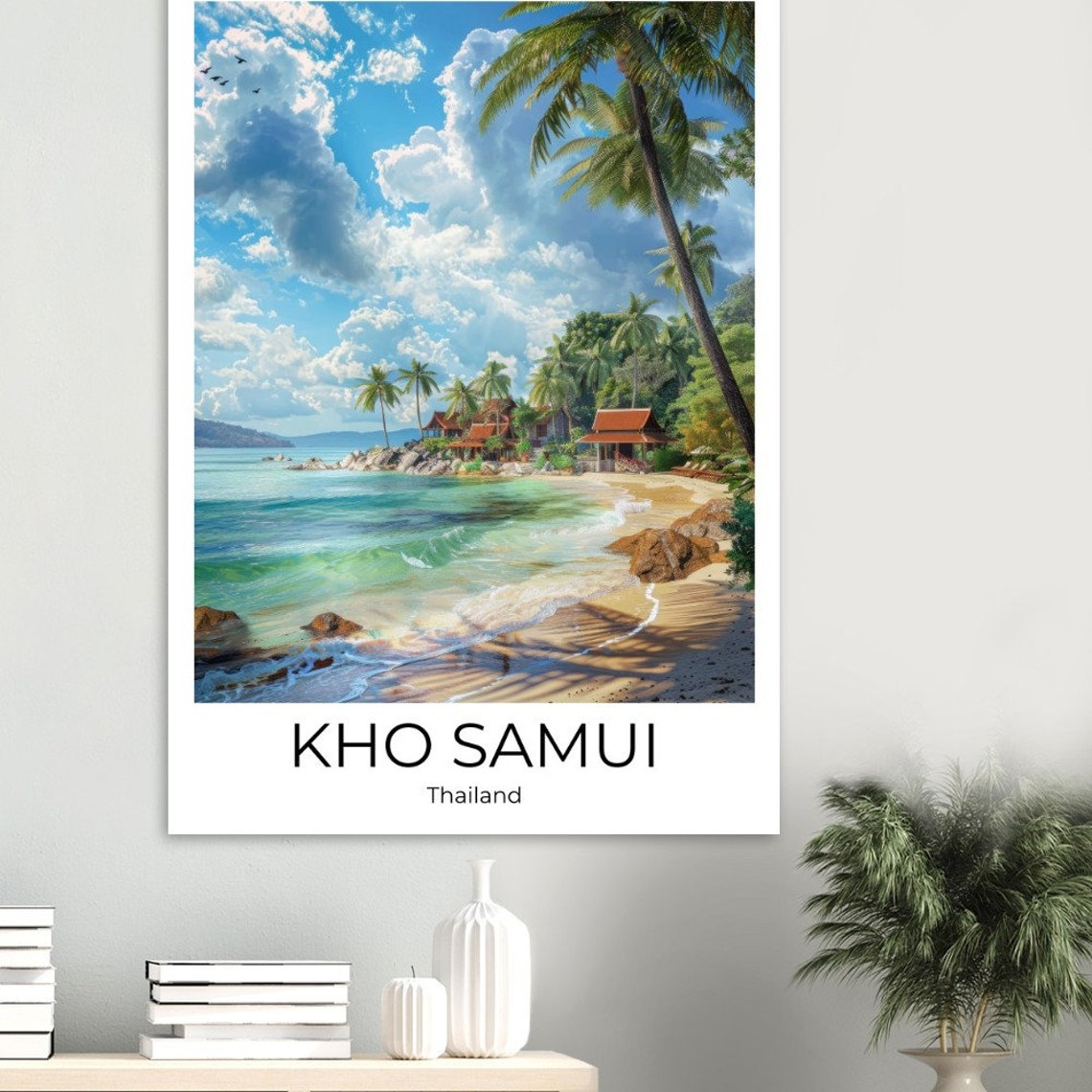 Koh Samui Thailand Sunny Tropical Beach Palm Trees Scene Poster - Image 4