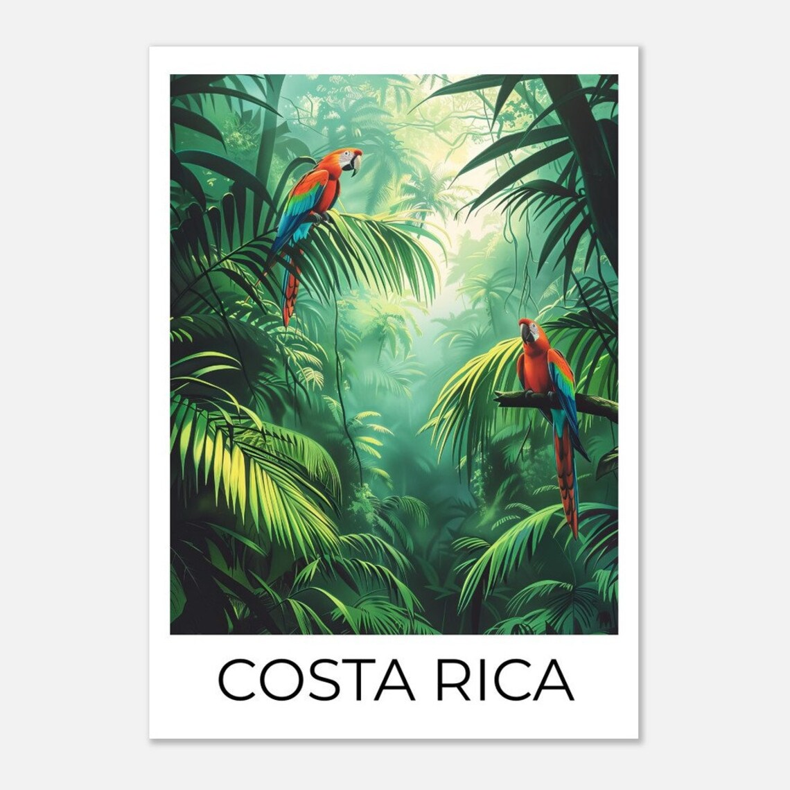 Costa Rica Rainforest Scarlet Macaw Parrots Jungle Travel Poster - Image 3