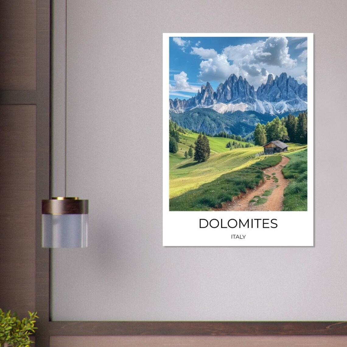 Dolomites Italy Jagged Peaks Alpine Meadow Trail Travel Poster - Image 2