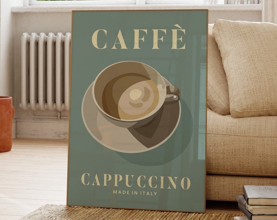 Vintage Italian Cappuccino Art Print Kitchen Cafe Decor