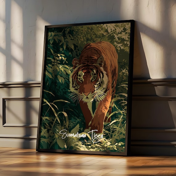 Sumatran Tiger Framed Poster Endangered Wildlife Art Kids Nursery Decor