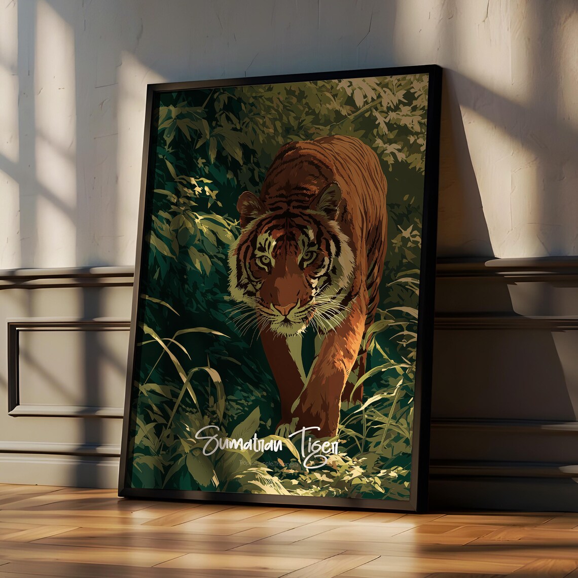 Sumatran Tiger Framed Poster Endangered Wildlife Art Kids Nursery Decor