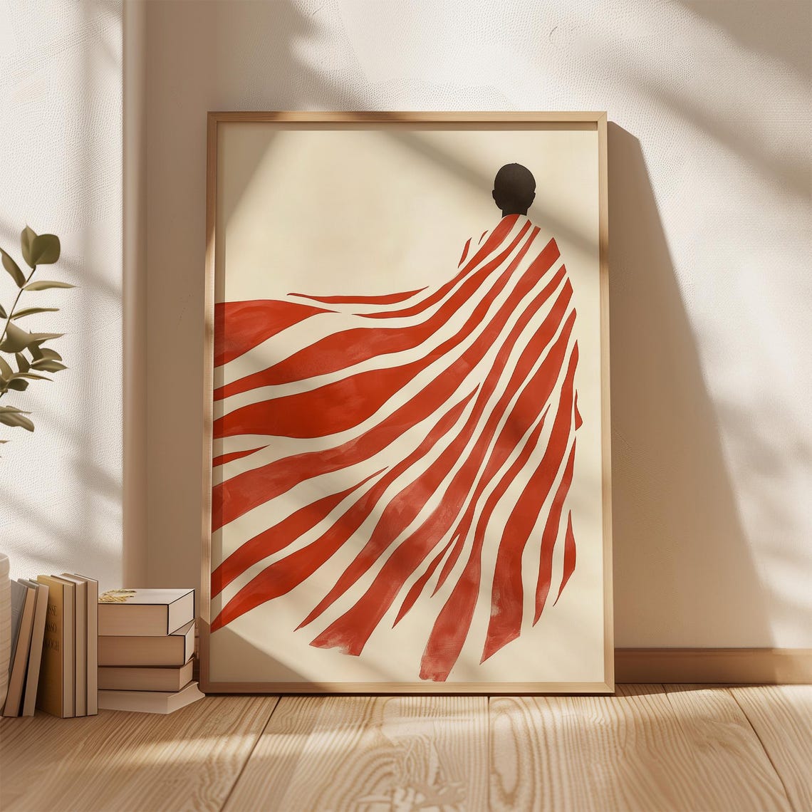 Red Striped Abstract Figure, Minimalist Art Print - Image 5