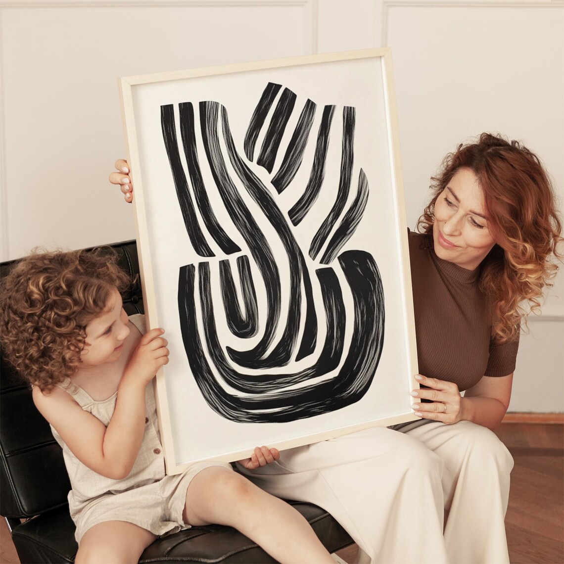 Abstract Black And White Brushstroke Art Print - Image 4