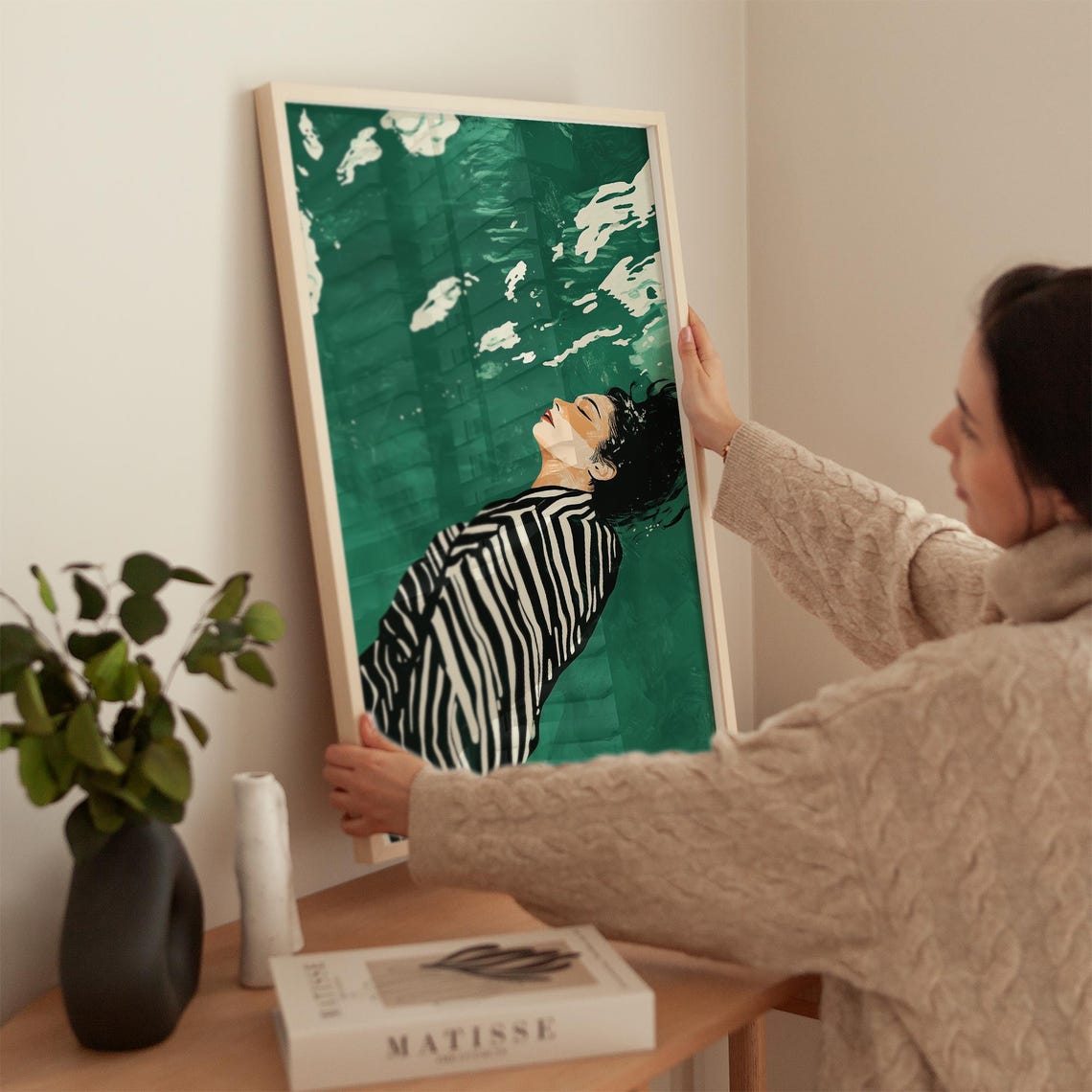 Emerald Green Abstract Woman, Minimalist Art Print - Image 3