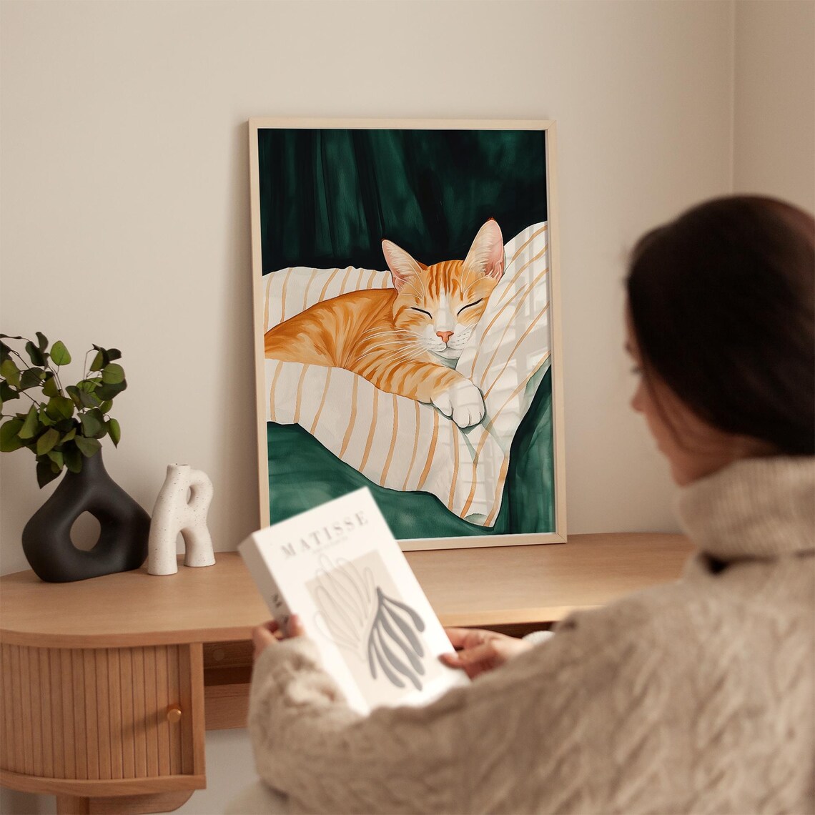 Sleeping Orange Cat - Cozy Home Decor, Pet Lover Gift - Image 5