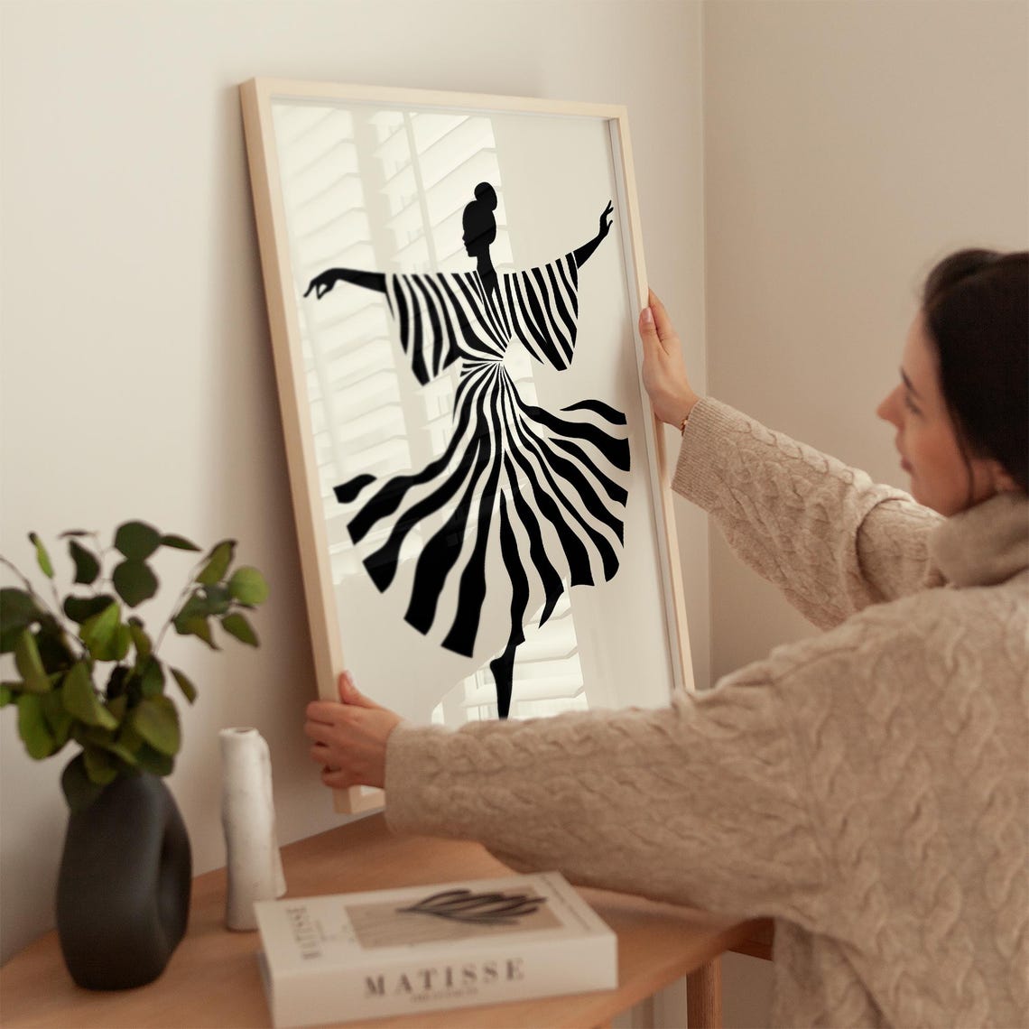 Abstract Dancer Wall Art Modern Black And White Dance Print Minimalist Feminine Artwork For Living Room Or Bedroom Decor - Image 4