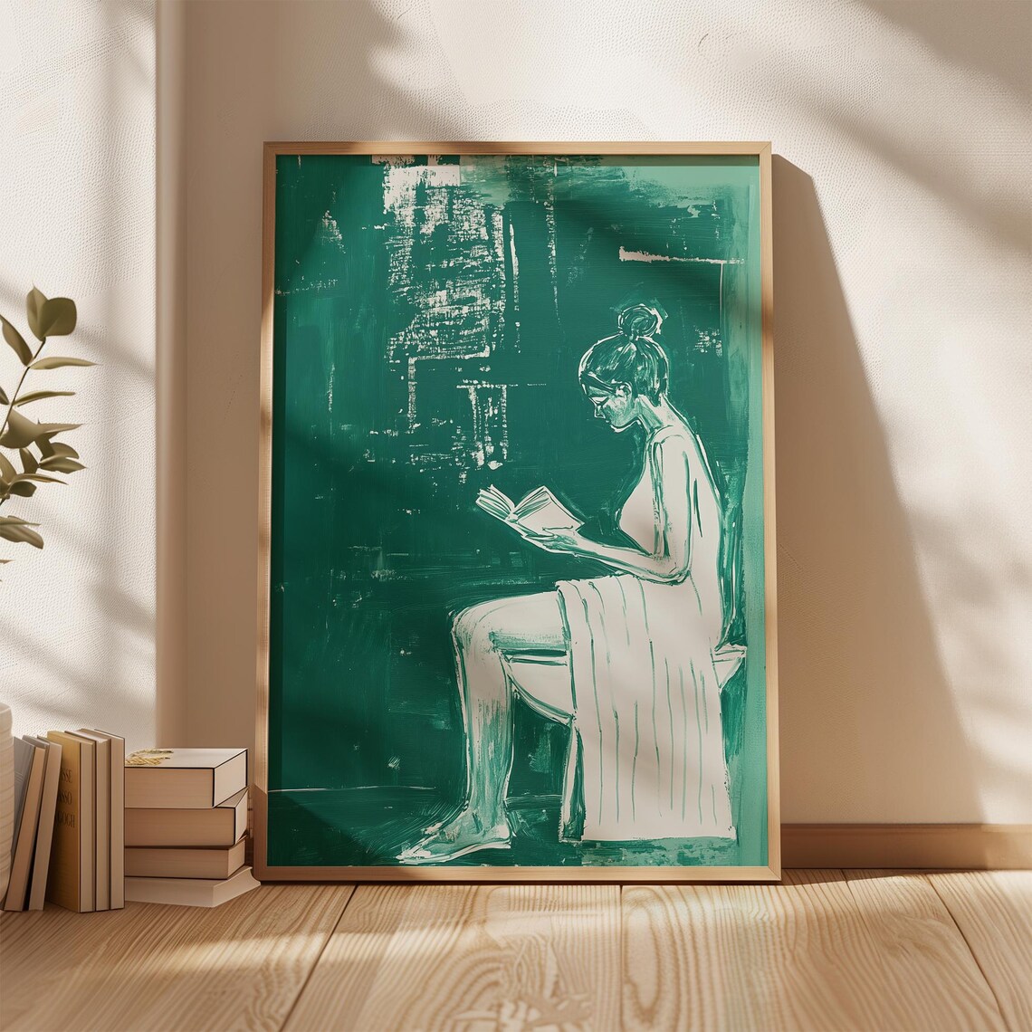 Woman Reading, Minimalist Bathroom Art Print