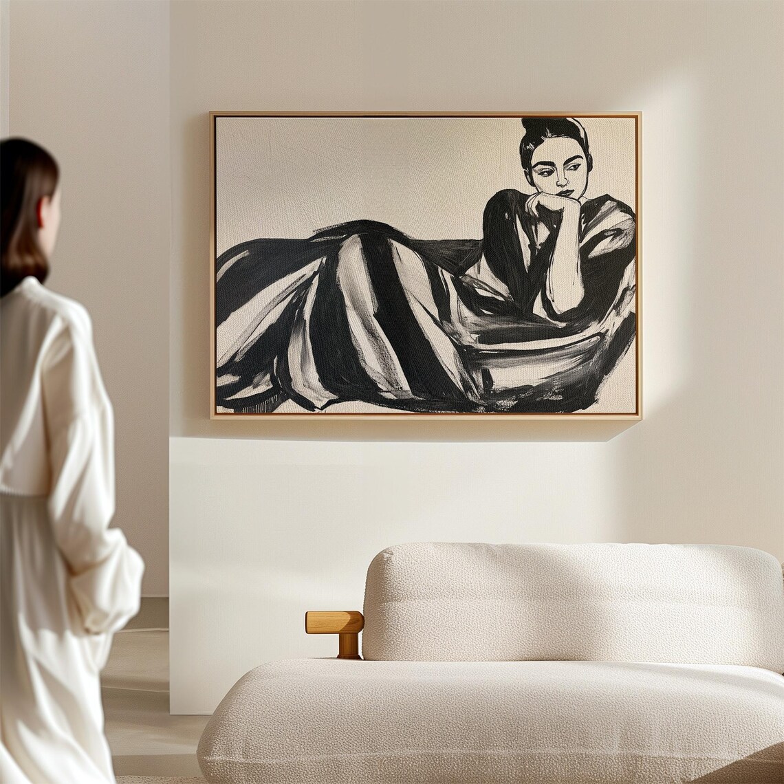 Expressive Black White Female Portrait, Fashion Art Print - Image 2