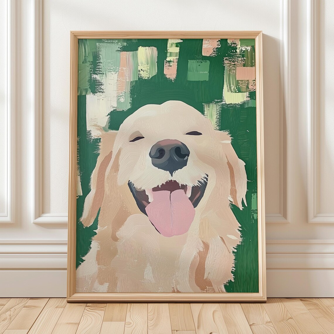 Happy Golden Retriever, Joyful Dog Portrait Art Print