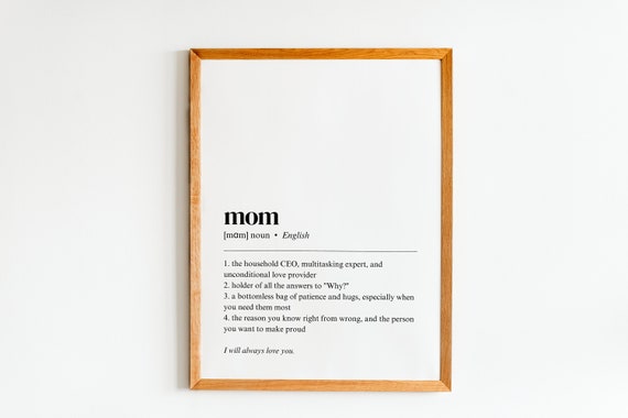 Mom Definition Print Gift For Her Poster Bedroom Wall Art